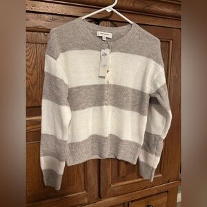 NWT Banana Republic Women’s Cream & Tan Striped Sweater – Size XS – Wool & Alpac